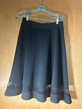 Faith and Joy Black A-Line Skirt with Sheer Hem Band